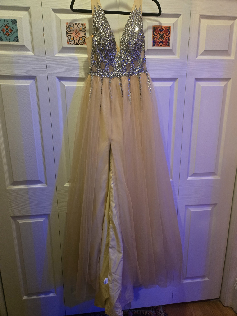 NWT- Jeweled Formal Dress With Slit - Hongfuyu Size 4